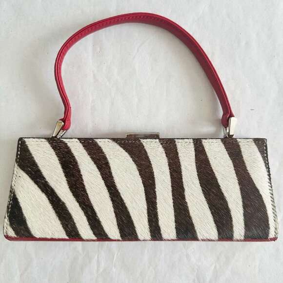 CHICEST Adrienne Vittadini leather zebra print calf hair mini purse - Picture 4 of 8